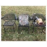 3 Metal Patio Chairs & Misc