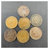 8 Mixed Date Indian Head Pennies