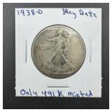 1938-d Key Date Walking Liberty Silver Half Dollar