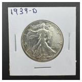 1939-d Walking Liberty Silver Half Dollar Dollar