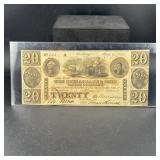 Rare 1840 $20 Ohio Canal Company Note