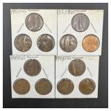 12 Mixed Date Wheat Pennies