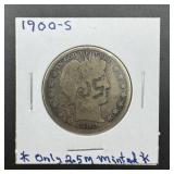 1900-s Barber Silver Half Dollar
