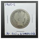 1905-s Barber Silver Half Dollar