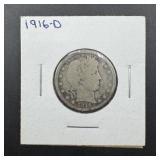 1916-d Barber Silver Quarter