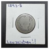 1893-s Barber Silver Quarter