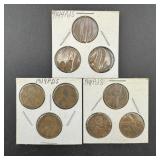9 Mixed Date Wheat Pennies
