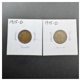 Two 1915-d Wheat Cents