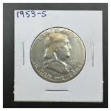 1953-s Franklin Silver Half Dollar