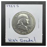1954-s Franklin Silver Half Dollar