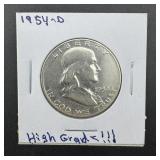 1954-d Franklin Silver Half Dollar