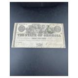 1863-state Of Georgia 25 Cent Signed Note