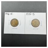 1915-s & 1916-s Lincoln Wheat Cents