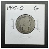 1905-o Barber Silver Quarter