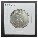 1945-s Walking Liberty Silver Half Dollar Dollar