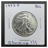 1943 High-grade Walking Liberty Silver Half Dollar