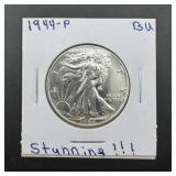 1944 High-grade Walking Liberty Silver Half Dollar