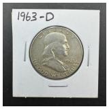 1963-d Franklin Silver Half Dollar Dollar