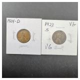 1923-s And 1924-d Wheat Pennies