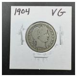 1904 Barber Silver Quarter