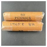 (2 Times) 1963 P&d Bu Penny Rolls