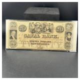 Rare 1860s Canal Bank New Orleans $20 Note