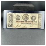 1863 $100 State Of Georgia Note