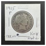 1915 Barber Silver Half Dollar, Key Date