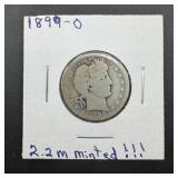 1899-o Barber Silver Quarter