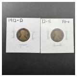 1912-d And S Wheat Pennies