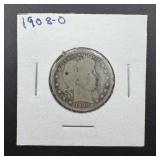 1908-o Barber Silver Quarter