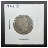 1908p Barber Silver Quarter