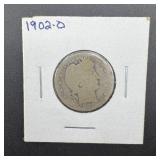 1902-o Barber Silver Quarter