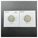 1887 & 1894 Liberty Head V Nickels