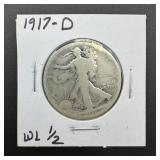 1917-d Walking Liberty Silver Half Dollar Dollar