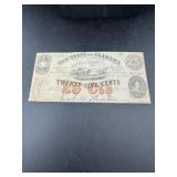 1863-state Of Alabama 25 Cent Signed Note