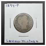 1894p Barber Silver Quarter