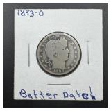 1893-o Barber Silver Quarter