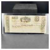 1800s $3 Bank Note Elyria Ohio