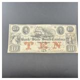 1861 Bank Of The State Of South Carolina $10 Note