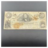 1864 State Of Alabama $50 Treasury Note