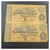 Two 1864 Confederate States Of America Notes