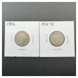 Two Liberty Head V Nickels