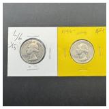 Two Washington Silver Quarters