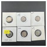 6 Silver Roosevelt Dimes