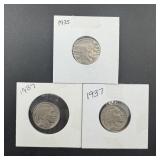 3 Mixed-date Buffalo Nickels