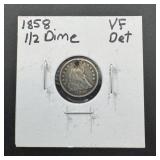 1858 Half Dime With Hole
