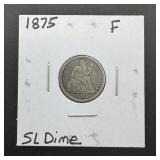 1875 Small Letters Seated Dime