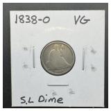 1838-o Small Letters Seated Dime
