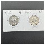 Two Washington Silver Quarters